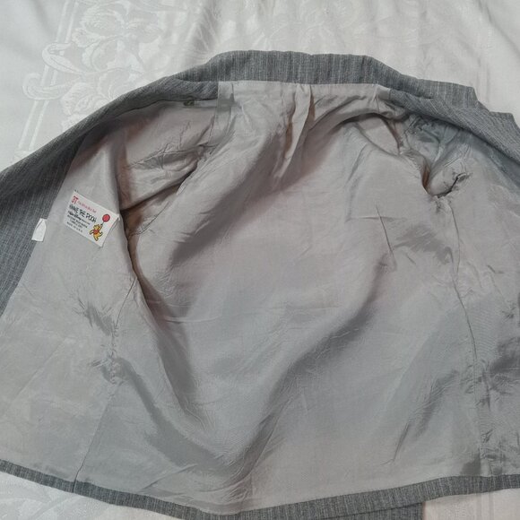 Winnie The Pooh Size 3 2 Piece Gray Pin Stripe Suit Made USA Vintage Disney - Picture 8 of 9